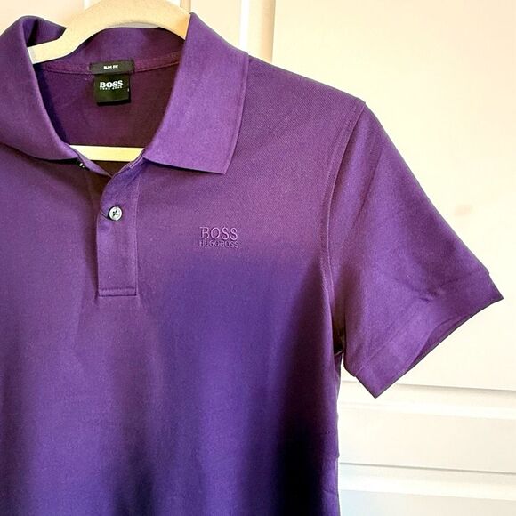 NWT Hugo Boss purple men's polo shirt. Slim fit. Size S - Picture 3 of 8